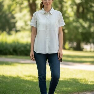 RIDGECUT....Elegant White Striped Button Down Shirt